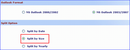 Split Outlook 2003 PST by Size