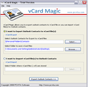 vCard Converter Software for converting multiple contacts from Outlook to vCard and vcard to Outlook contacts.